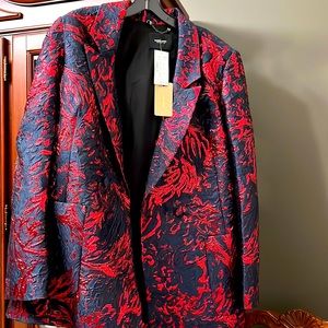 Rachel Comey Amboy metallic silk jacquard blazer. Burgundy color